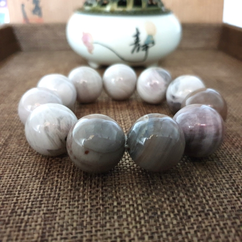 Chuỗi Đá Hóa Thạch Xám Vết Trên Đá Đeo Tay_20 ly