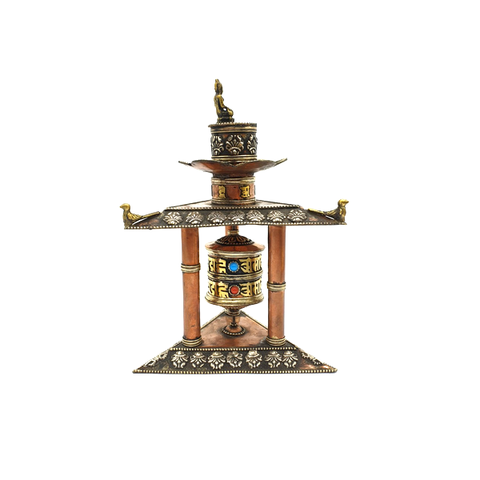 Kinh Luân Để Bàn Nepal Tháp Tam Giác Cắm Nhang_19x13cm