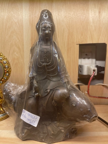 Tượng Quan Âm Bồ Tát Tự Tại_Chất liệu Đồng Mạ Bạc_Cao 20cm