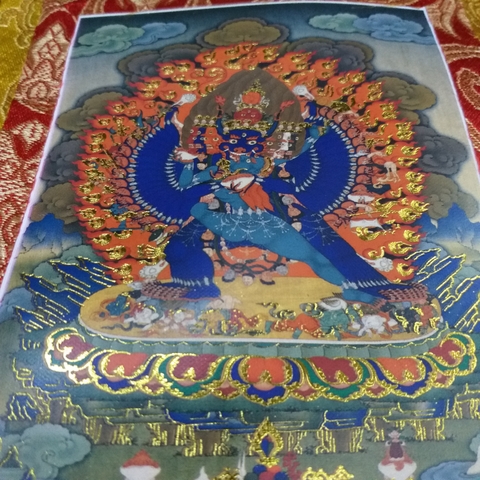 Tranh ThangKa Ngài Đại Oai Đức Minh Vương 35x20cm