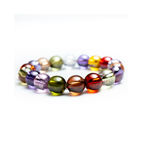 Chuỗi Đá Topaz Ngũ Sắc Tròn Đeo Tay_12ly