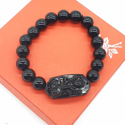 Chuỗi Đá Mã Não Đen, Ngài Hư Không Tạng Đeo Tay_10ly