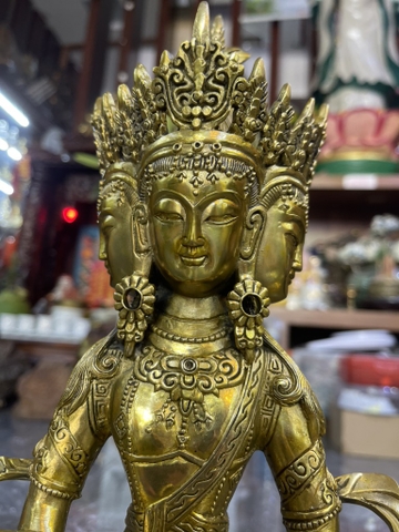 Tượng Phật Đại Nhật Như Lai Đồng Trơn 32x19cm
