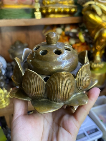 Lư Xông Khói Hoa Sen Chày Ngũ Trí _14x12cm