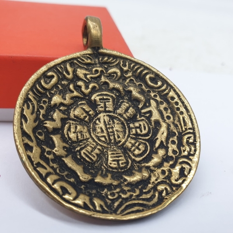 Mặt Đeo Cửu Cung Văn Thù Mặt Sau Trơn_Chất liệu Đồng_44mm