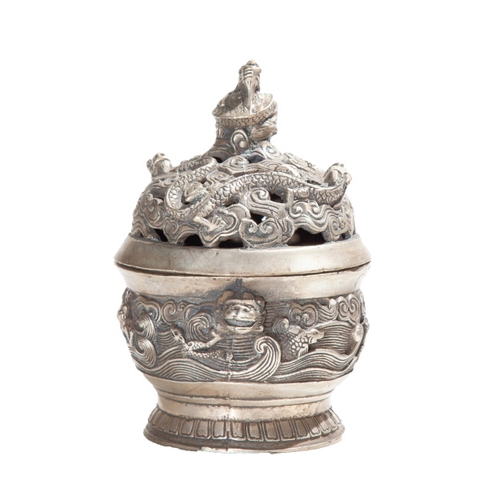 Lư Xông Khói Đầu Rồng-Quai Kỳ Lân 18x17-980 gr