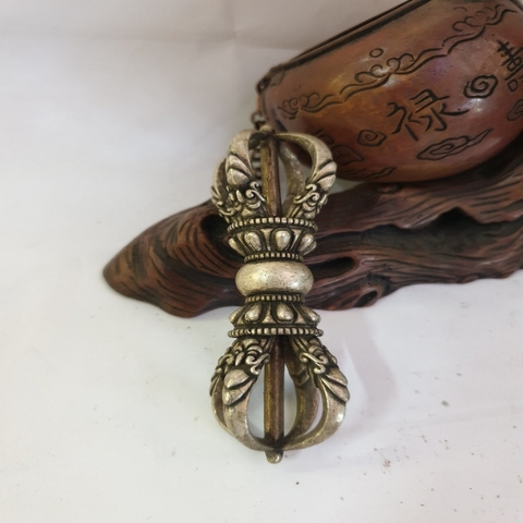 Chày Kim Cang Mạ Bạc 5 Chấu_10x3cm