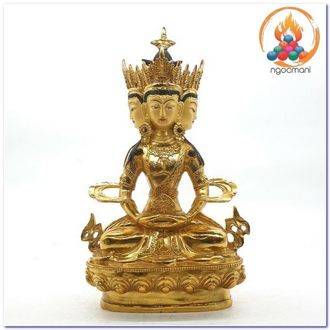 Tượng Phật Đại Nhật Như Lai_Chất liệu Đồng Vẽ_Cao 30cm