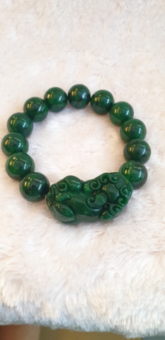 Chuỗi Đá Ngọc Phỉ Thúy Xanh Cẩm Thạch Tỳ Hưu Đeo Tay_14 ly