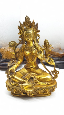 Tượng Tara Lục Độ Mẫu Bồ Tát_Chất liệu Đồng Mạ Bạc_Cao 20cm