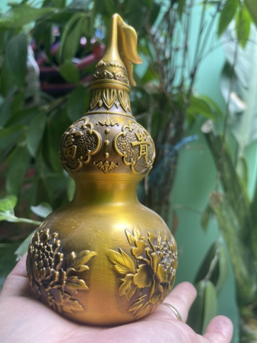 Hồ Lô Bát Quái_Chất liệu Đồng Trơn Cổ_18cm