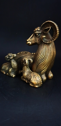 Dê Chiêu Tài 3 Con Màu Đồng_15cm_Tượng Phong Thủy