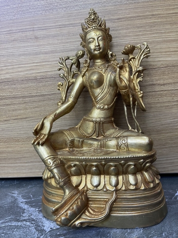 Tượng Phật Lục Độ Mẫu Đồng Vàng 26x16cm-CN 1500gr