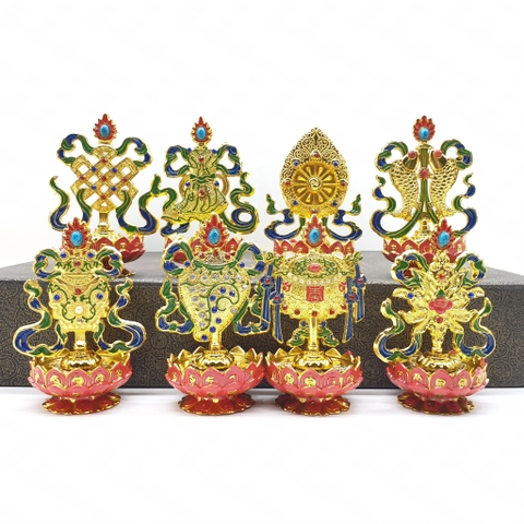 Bát Bảo Cát Tường Đế Sen Hồng _10x5cm