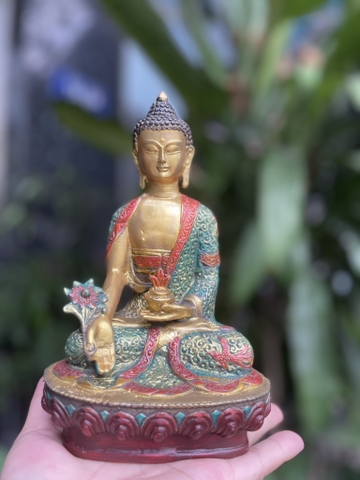 Tượng Phật Dược Sư Đồng Trơn 30x19cm