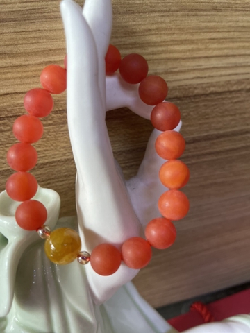 Chuỗi Hỗ Phách Thô -Đeo Tay -Đỏ 10 ly!