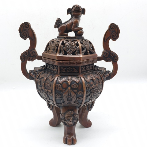 Lư Cát Tường Đỉnh Tì Hưu_Chất liệu Đồng Đỏ_25x18cm