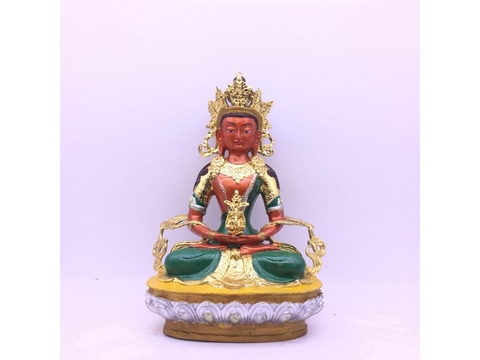 Tượng Phật Vô Lượng Thọ_Chất liệu Đồng Dát Vàng Vẽ Thủ Công_Cao 30cm