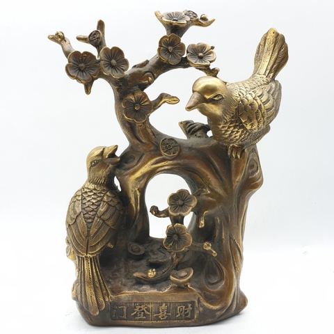 Chim Uyên Ương Cành Hoa_26cm_Tượng Phong Thủy