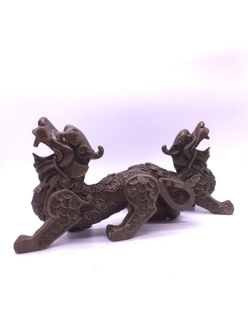 Tỳ Hưu Sanh Tiền Cặp Thân Khắc Tiền_16cm_Tượng Phong Thủy