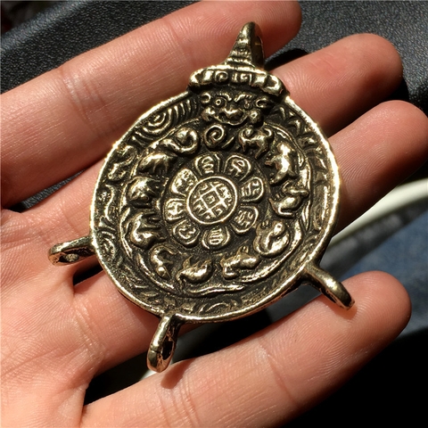 Mặt Đeo Cửu Cung Khắc Ngũ Trí 3 Chia_Chất liệu Đồng_45x45mm