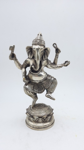 Tượng Thần Voi Đứng Một Chân_Chất liệu Đồng Mạ Bạc_Cao 19cm