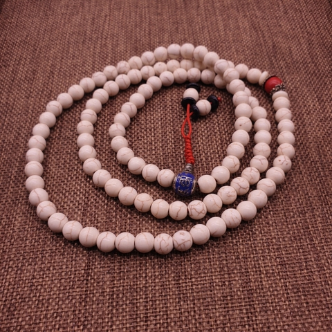 Chuỗi Đá San Hô Trắng_ 8 Ly_108 Hạt