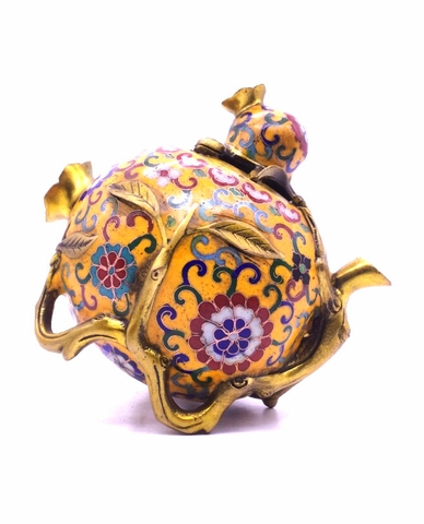 Lư Xông Khói Đính Đá Pháp Lam Trái Lựu_27x18cm