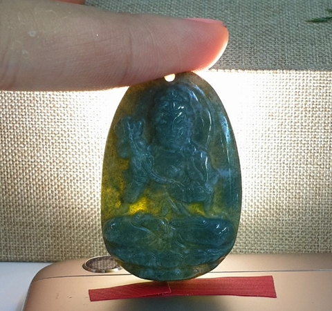 Mặt Phật Bổn Mệnh Đại Thế Chí Bồ Tát_Đá Xanh Ngọc Bích 37x24mm