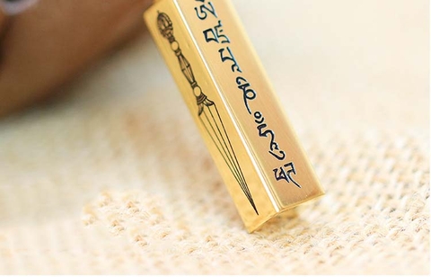 Mặt Đeo Ống Phổ Ba Vàng Màu Vàng_Chất liệu Titan_32x8mm_6gr