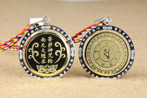 Mặt Đeo Đại Tùy Cầu Xoay 2 Mặt Vàng Trắng_Chất liệu Titan_32mm