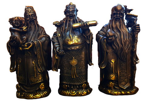 Tượng Phúc Lộc Thọ Lớn_Đồng Nâu Dạ Cổ_Cao 37cm