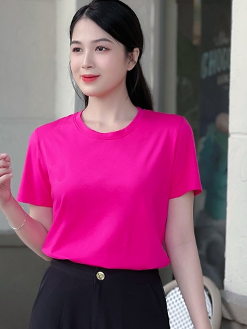 Áo thun cotton nữ cổ tròn màu Hồng Sen 2B