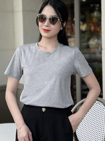 Áo thun Cotton nữ cổ tròn màu Xám Gi 9B