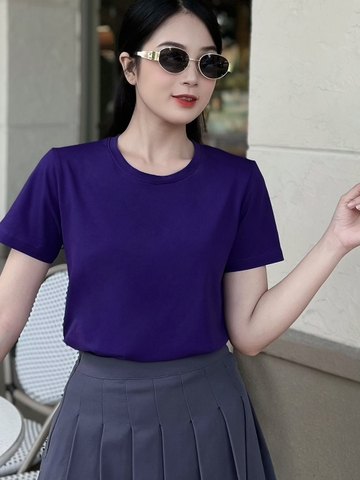Áo thun cotton nữ cổ tròn màu Xanh Mực 25B
