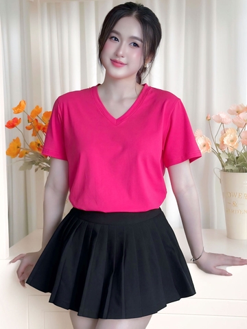Áo thun nữ cổ Tim - Hồng Sen - BSA02