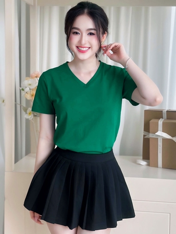 Áo thun nữ cổ Tim - Xanh Rêu - BSA08