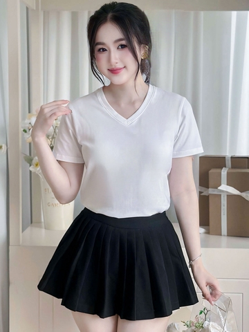 Áo thun nữ cổ Tim - Màu Trắng Sữa - BSA10