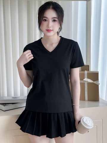 Áo thun nữ cổ Tim - Màu Đen - BSA11