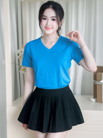 Áo thun nữ cổ Tim - Xanh Coban - BSA12