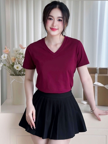 Áo thun nữ cổ Tim  -Tím Nho - BSA24