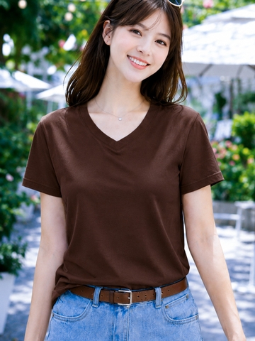 Áo thun nữ cổ tim TOLI BSA40 – Cotton mềm, form suông gọn dáng, dễ phối mặc mỗi ngày