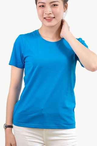 Áo thun cotton nữ cổ tròn màu Xanh Coban 12B