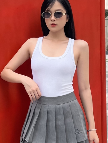 Áo thun ba lỗ nữ-Cổ Tròn-Trắng-BLR10