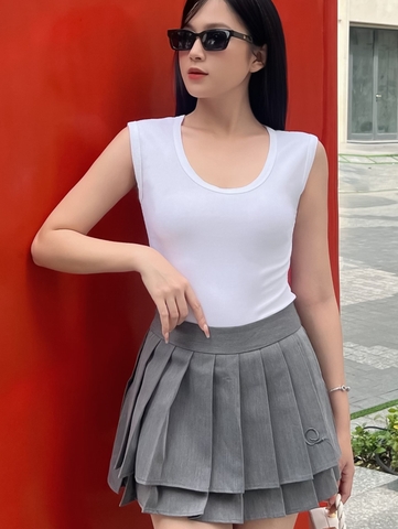 Áo thun sát nách nữ-Cổ Tròn-Trắng-SNB10