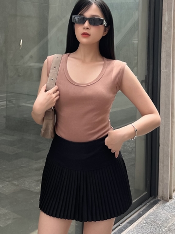 Áo thun sát nách nữ-Cổ Tròn-Nâu-SNB29