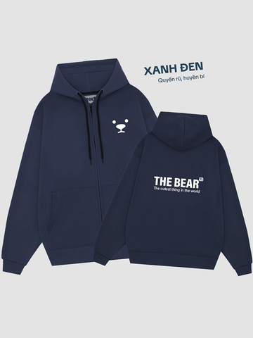 Áo Khoác Nỉ-Màu Xanh Mực-In chữ THE BEAR-KII51-M19