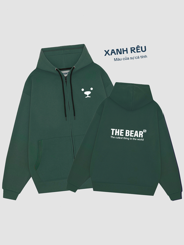 Áo Khoác Nỉ-Màu Xanh Rêu-In chữ THE BEAR-KII52-M19