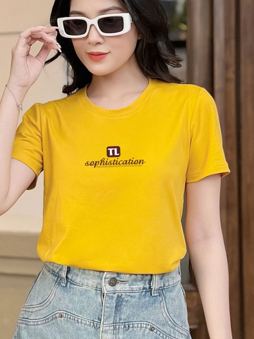 Áo thun nữ tay ngắn-Cổ tròn-Vàng-In TL-PSB07-Mẫu 11