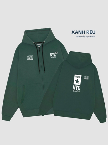 Áo Khoác Nỉ-Xanh Rêu-In chữ NYC-KIM52-M20